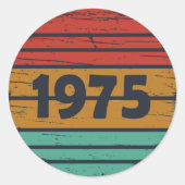 1975年生まれのヴィンテージ誕生日パーティー ラウンドシール (正面)