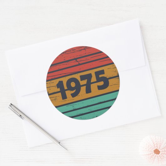 1975年生まれのヴィンテージ誕生日パーティー ラウンドシール (封筒)
