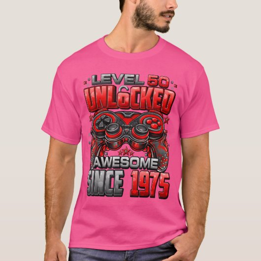 1975年生まれの50歳の誕生日おめでとう Level 50 解禁 最高 Tシャツ (正面)
