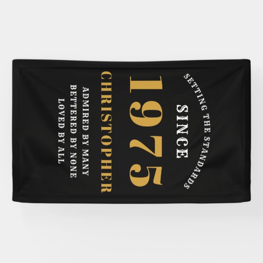 1975年生まれ 50歳誕生日 おめでとう ブラックゴールド [名前] 横断幕 (横)