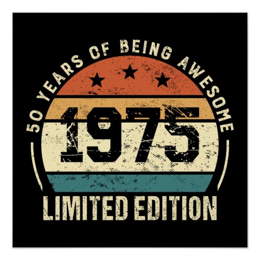1975年製 レトロ 50歳 誕生日おめでとう ポスター (正面)