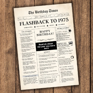 1975年誕生日の新聞 