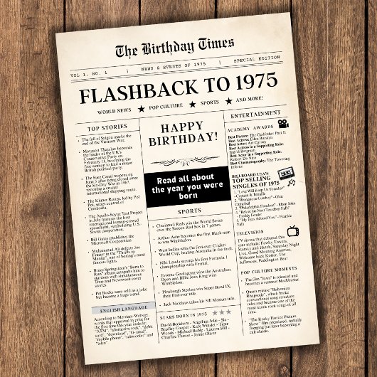 1975年誕生日の新聞