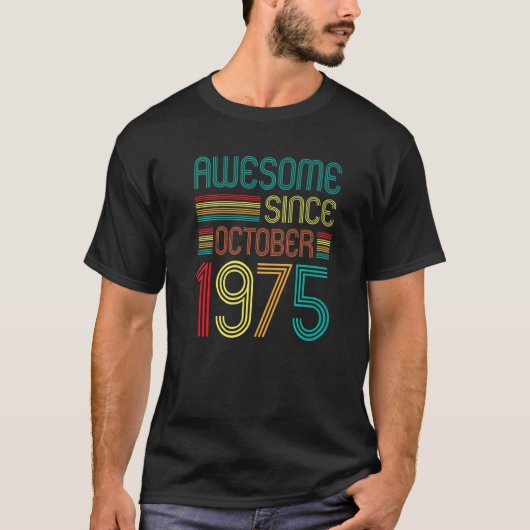 1975年10月47日誕生日レトロ47 Tシャツ (正面)