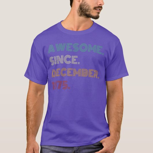 1975年12月生まれの50歳 Awesome 50歳の誕生日 Tシャツ (正面)