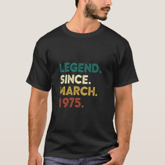1975年3月以来の伝説 バースデー ヴィンテージ スタイル Tシャツ