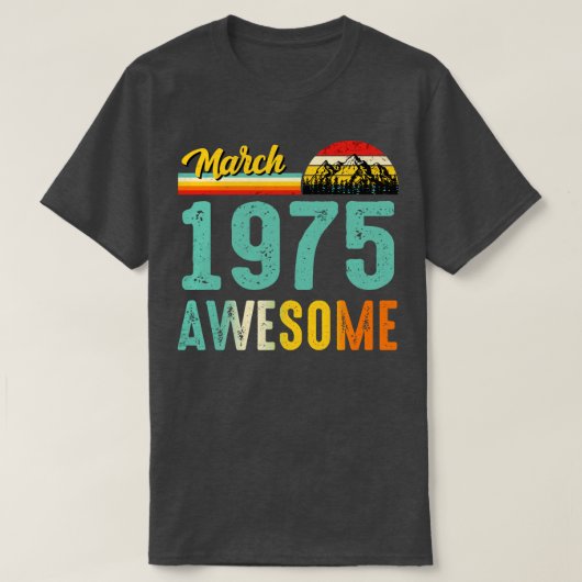 1975年3月誕生日ギフトシャツヴィンテージ1975年3月 Tシャツ (デザイン正面)