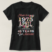 1975年4月花48歳素晴らし Tシャツ (デザイン正面)