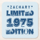 1975年40歳誕生日限定版カスタムE11青 スクエアペーパーコースター (正面)
