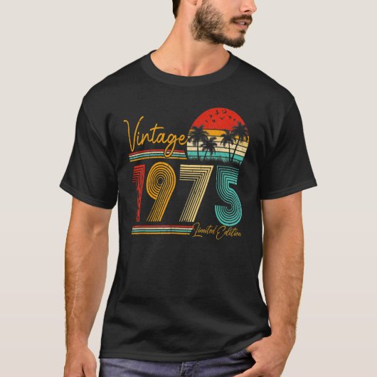 1975年48生まれ歳ヴィンテージ48誕生日Re Tシャツ (正面)