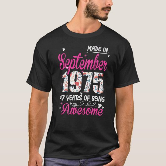 1975年9素晴らし月以来47誕生日フローラ Tシャツ (正面)