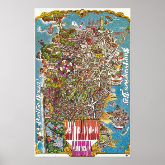 1975年 ビンテージ サンフランシスコ 詳細地図ポスター ポスター (正面)