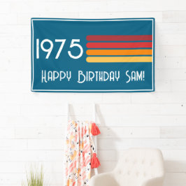 1975年 レトロ ストライプ サン 50歳の誕生日 横断幕