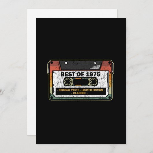 1975最高の年のヴィンテージカセットの誕生日ギフトのおもしろい 招待状 (正面/裏面)