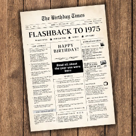 1975生まれ年の50歳の誕生日の模擬新聞