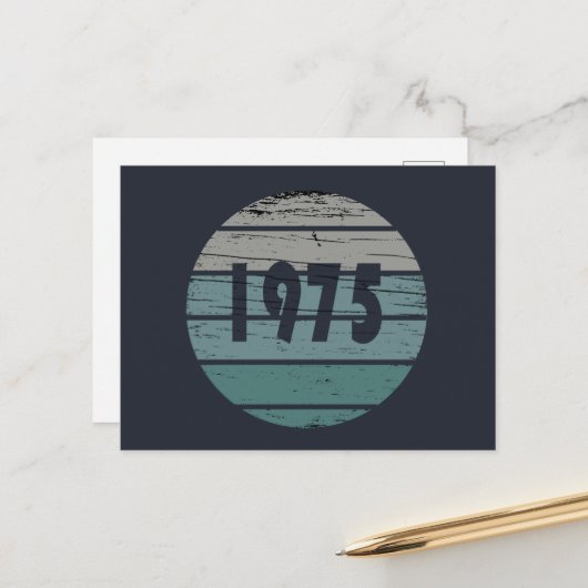 1975生まれ年ヴィンテージ50歳の誕生日パーティー シーズンポストカード (正面/裏面インサイチュ)