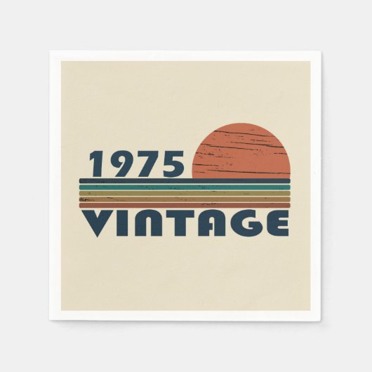 1975生まれ年ヴィンテージ50歳の誕生日パーティー スタンダードカクテルナプキン (正面)