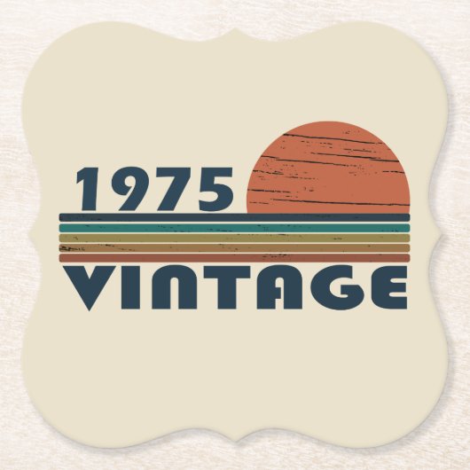 1975生まれ年ヴィンテージ50歳の誕生日パーティー ペーパーコースター (正面)