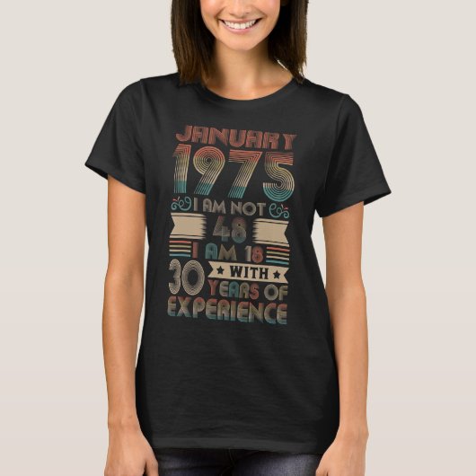 1975生まれ年1月48日の誕生日1975年48歳 Tシャツ (正面)