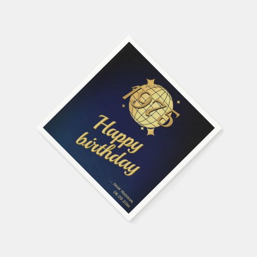 1975生まれ年50歳の誕生日金ゴールドフェスティバルナプキン スタンダードカクテルナプキン (角)