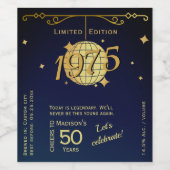 1975生まれ年50th birthday party blue wine Label ワインラベル (シングルラベル)