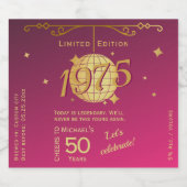 1975生まれ年50th birthday party pink wine label スパークリングワインラベル (シングルラベル)
