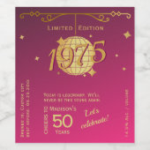 1975生まれ年50th birthday party wine label ワインラベル (シングルラベル)