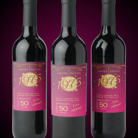 1975生まれ年50th birthday party wine label ワインラベル
