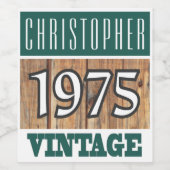 1975生まれ年-パーソナライズされた誕生年 ワインラベル (シングルラベル)
