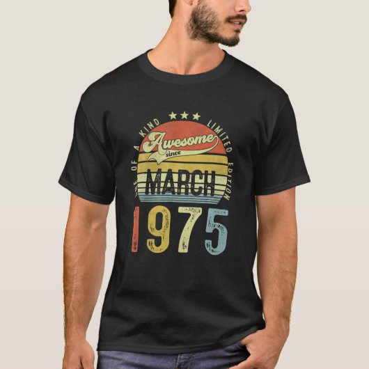 1975素晴らし年3月以来ヴィンテージ47番目の誕生日 Tシャツ (正面)