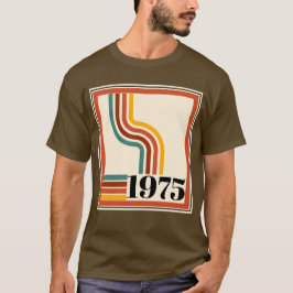 1975 レトロ ストライプ ビンテージ 50歳の誕生日 カラフル Tシャツ