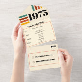 1975 レトロ ビンテージ ポスター 50歳の誕生日 オレンジ オールインワン招待状 (貼ってはがせる)