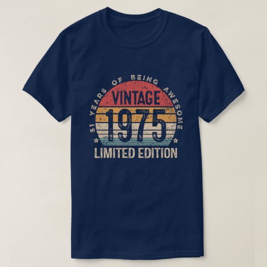 1975 限定版 51歳の誕生日 ヴィンテージ 51年 Tシャツ (デザイン正面)