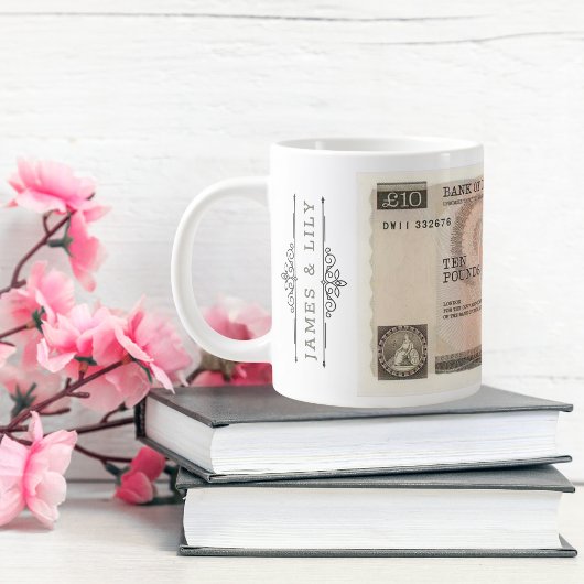 1975 £10ノートイメージ付きマグカップ | エリザベス2世 ジャンボコーヒーマグカップ