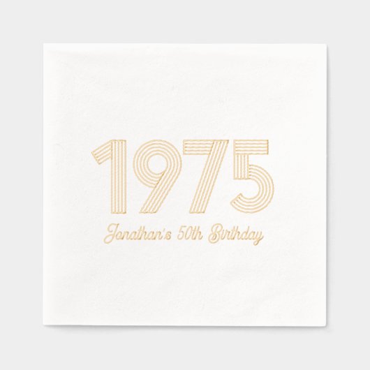 1975 50カスタム番目の誕生日フォイル押しナプキンス 箔ナプキン (正面)