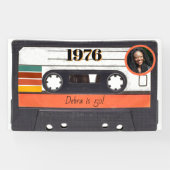 1976レトロストライプカセットテープヴィンテージオレンジ 横断幕 (横)