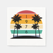 1976レトロストライプサンセットヴィンテージ スタンダードカクテルナプキン (正面)