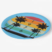 1976レトロストライプサンセットヴィンテージ ペーパープレート (アングル)