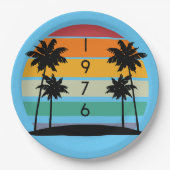 1976レトロストライプサンセットヴィンテージ ペーパープレート (正面)