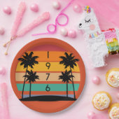 1976レトロストライプサンセットヴィンテージ ペーパープレート (パーティー)