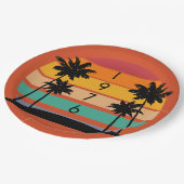 1976レトロストライプサンセットヴィンテージ ペーパープレート (アングル)