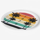 1976レトロストライプサンセットヴィンテージ ペーパープレート (アングル)