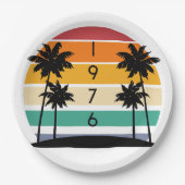 1976レトロストライプサンセットヴィンテージ ペーパープレート (正面)