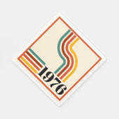 1976レトロストライプヴィンテージポスターオレンジ スタンダードランチョンナプキン (角)