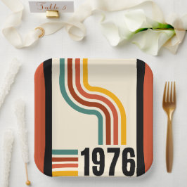 1976レトロストライプヴィンテージ ペーパープレート