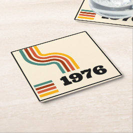 1976レトロヴィンテージポスター誕生日または懇親会 スクエアペーパーコースター