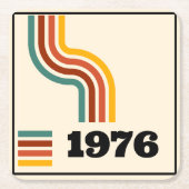 1976レトロヴィンテージポスター誕生日または懇親会 スクエアペーパーコースター (正面)