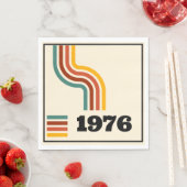 1976レトロヴィンテージポスター誕生日または懇親会 スタンダードランチョンナプキン (インサイチュ)