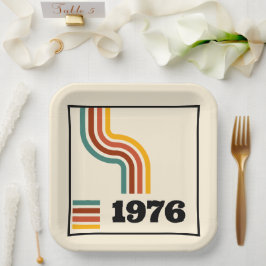 1976レトロヴィンテージポスター誕生日または懇親会 ペーパープレート