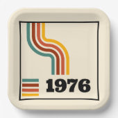 1976レトロヴィンテージポスター誕生日または懇親会 ペーパープレート (正面)